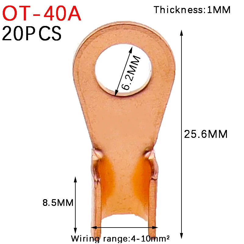 10/20/50/68/100pcs Copper Battery Cable Connector Terminal Open Lugs Wire Terminals Mayitr OT-3A OT-10A OT-20A OT-40A OT-60A